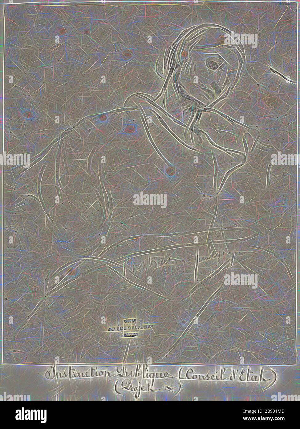 Etude pour instruction publique, c. 1873, Jules-Élie Delaunay, Français, 1828-1891, France, Charcoal sur le papier de la colombe blanche, 257 × 210 mm, réinventé par Gibon, design de glanissement chaleureux et gai de la luminosité et des rayons de lumière radiance. L'art classique réinventé avec une touche moderne. La photographie inspirée du futurisme, qui embrasse l'énergie dynamique de la technologie moderne, du mouvement, de la vitesse et révolutionne la culture. Banque D'Images