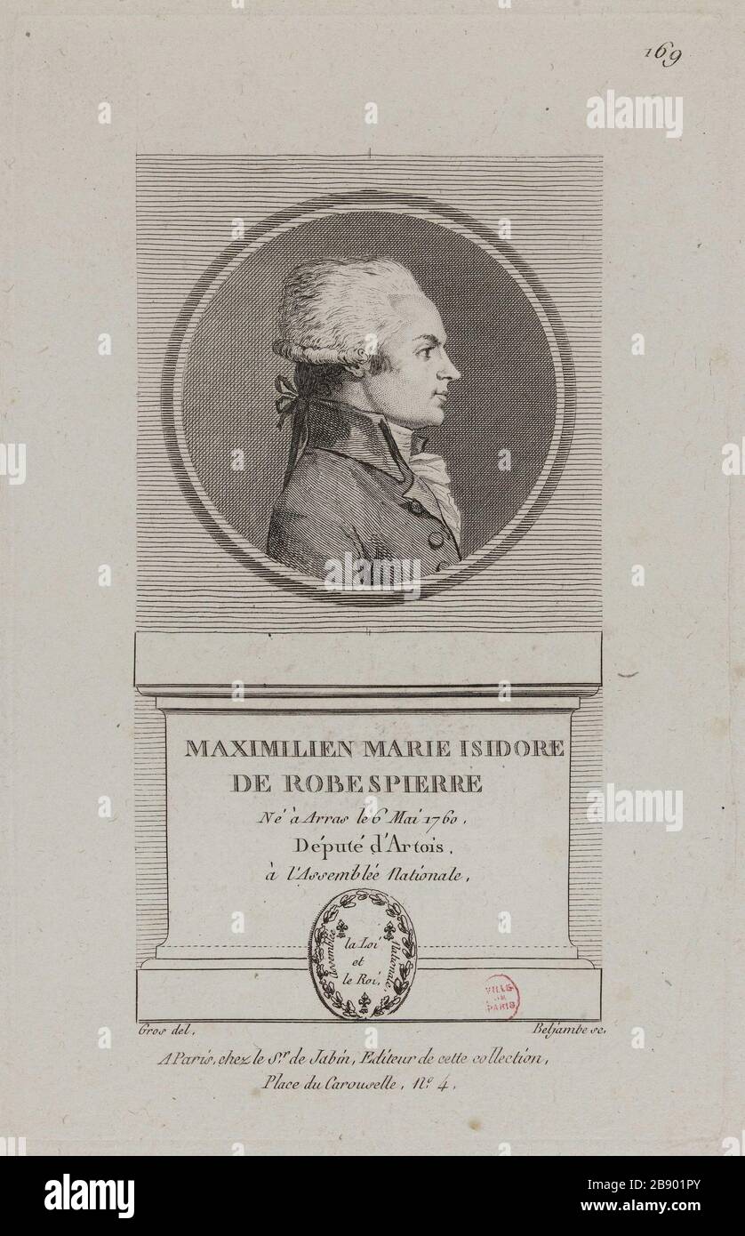 Maximilien Marie Isidore de Robespierre, membre d'Artois. Pierre-Guillaume-Alexandre Beljambe (1759-1820). 'Maximum Marie Isidore de Robespierre, Député d'Artois'. Physionotrace. Paris, musée Carnavalet. Banque D'Images