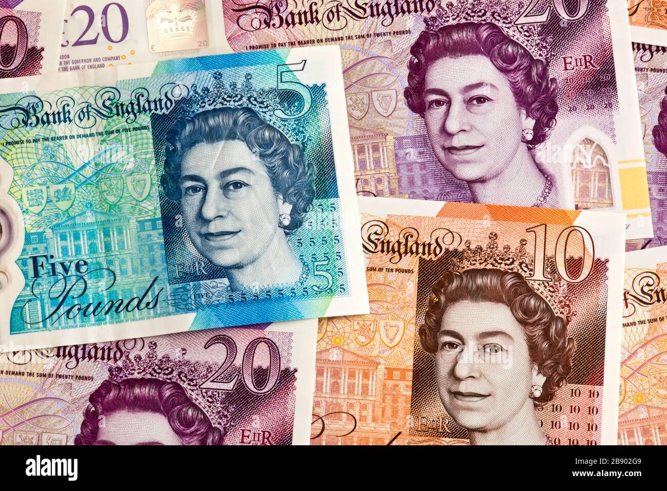 Bank of England £5, £10, £20 billets en polymère Banque D'Images