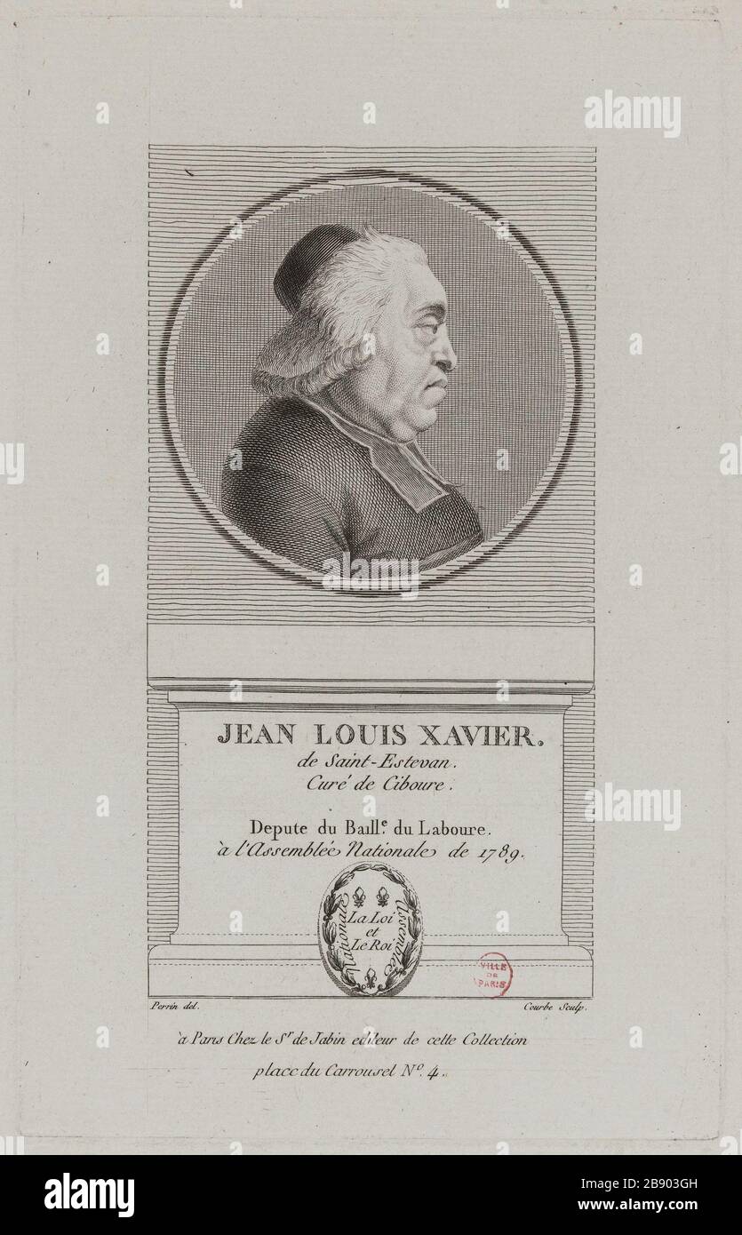Jean Louis Xavier St Estevan, pasteur de Ciboure. Wilbrode-Magloire-Nicolas Courbe (né en 1754). 'Jean Louis Xavier de Saint Estevan, curé de Ciboure'. Physionotrace. Paris, musée Carnavalet. Banque D'Images