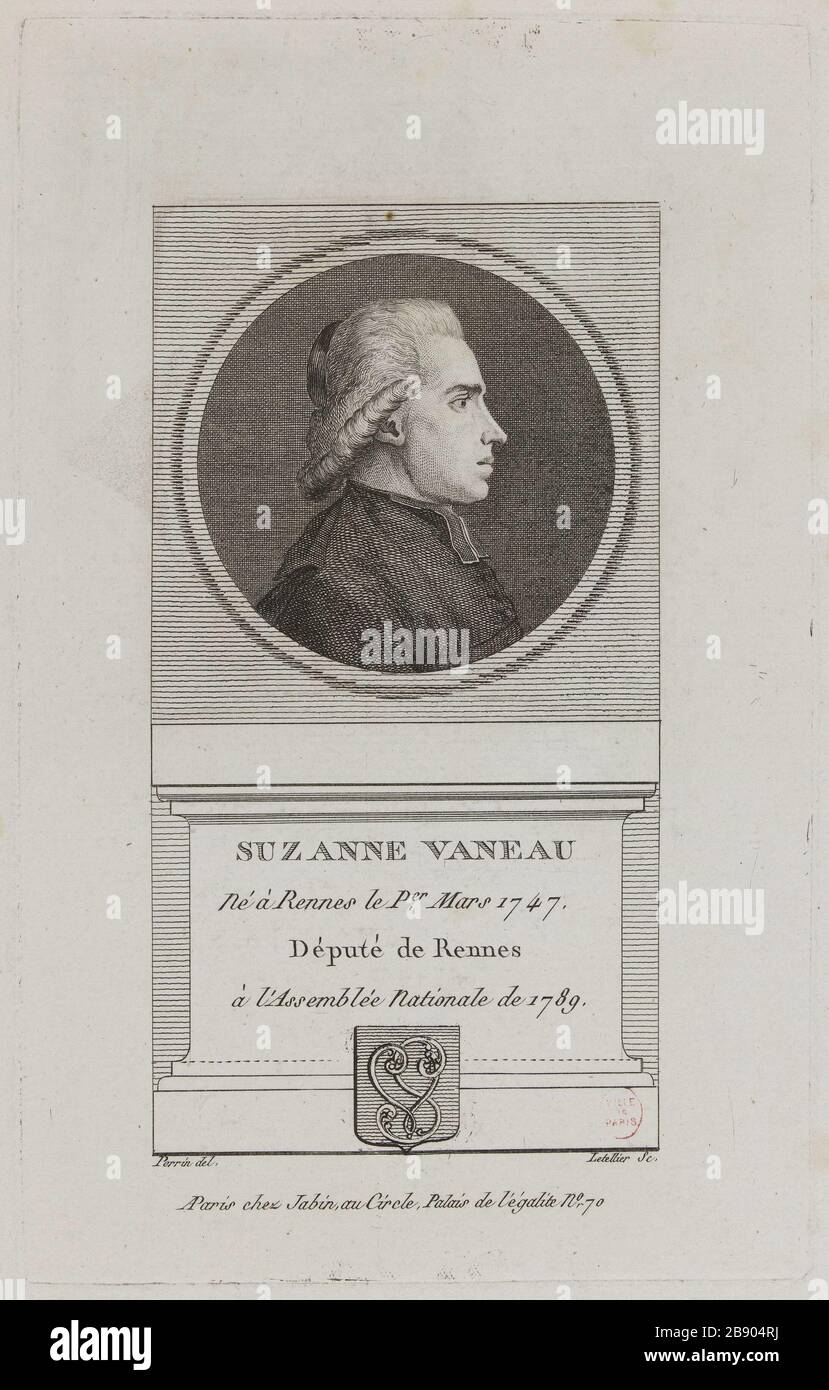 Suzanne Vaneau, députée de Rennes à l'Assemblée nationale en 1789. Charles-François le Tellier (1743-1800). 'Susanne Vaneau, saisie de Rennes à l'assemblée nationale de 1789'. Physionotrace. Paris, musée Carnavalet. Banque D'Images