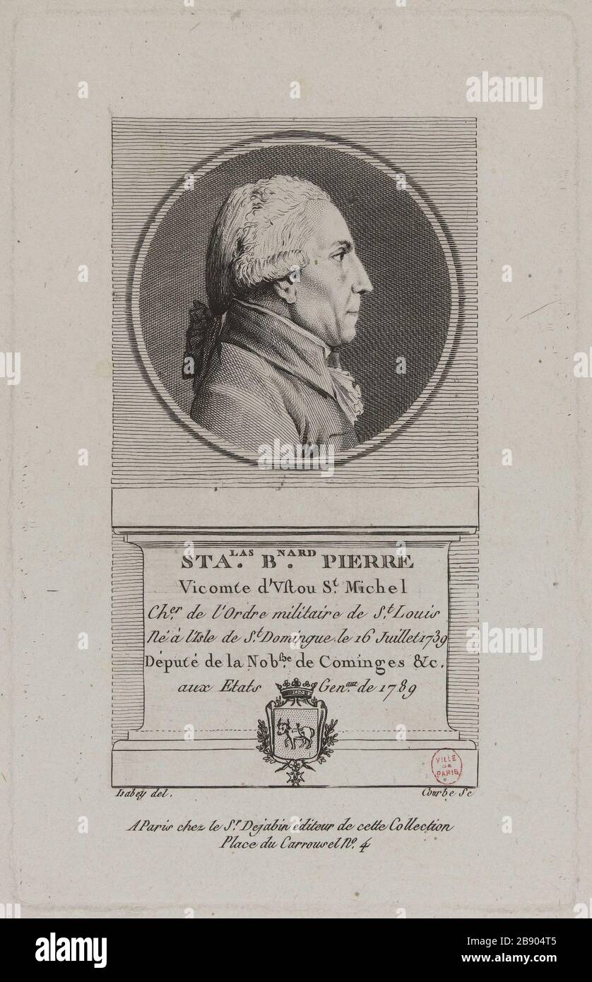 Stanislas Bernard Pierre Vicomte Vftou St Michel Wilbrode-Magloire-Nicolas Courbe (né en 1754). 'Stanislas Bernard Pierre Vicomte Dustou St Michel'. Physionotrace. Paris, musée Carnavalet. Banque D'Images