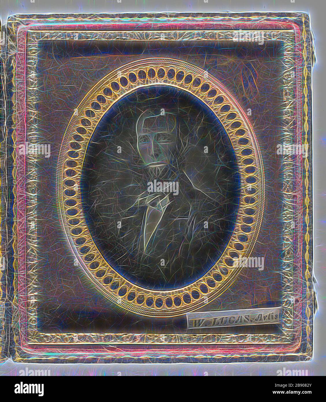 Sans titre, 1839/99, W. Lucas, XIXe siècle, lieu inconnu, Ambrotype, 8,3 x 7 cm (plaque), 9,4 x 8 x 1,5 cm (boîte), repensé par Gibon, design de gaie chaleureuse de luminosité et de rayonnement de lumière. L'art classique réinventé avec une touche moderne. La photographie inspirée du futurisme, qui embrasse l'énergie dynamique de la technologie moderne, du mouvement, de la vitesse et révolutionne la culture. Banque D'Images