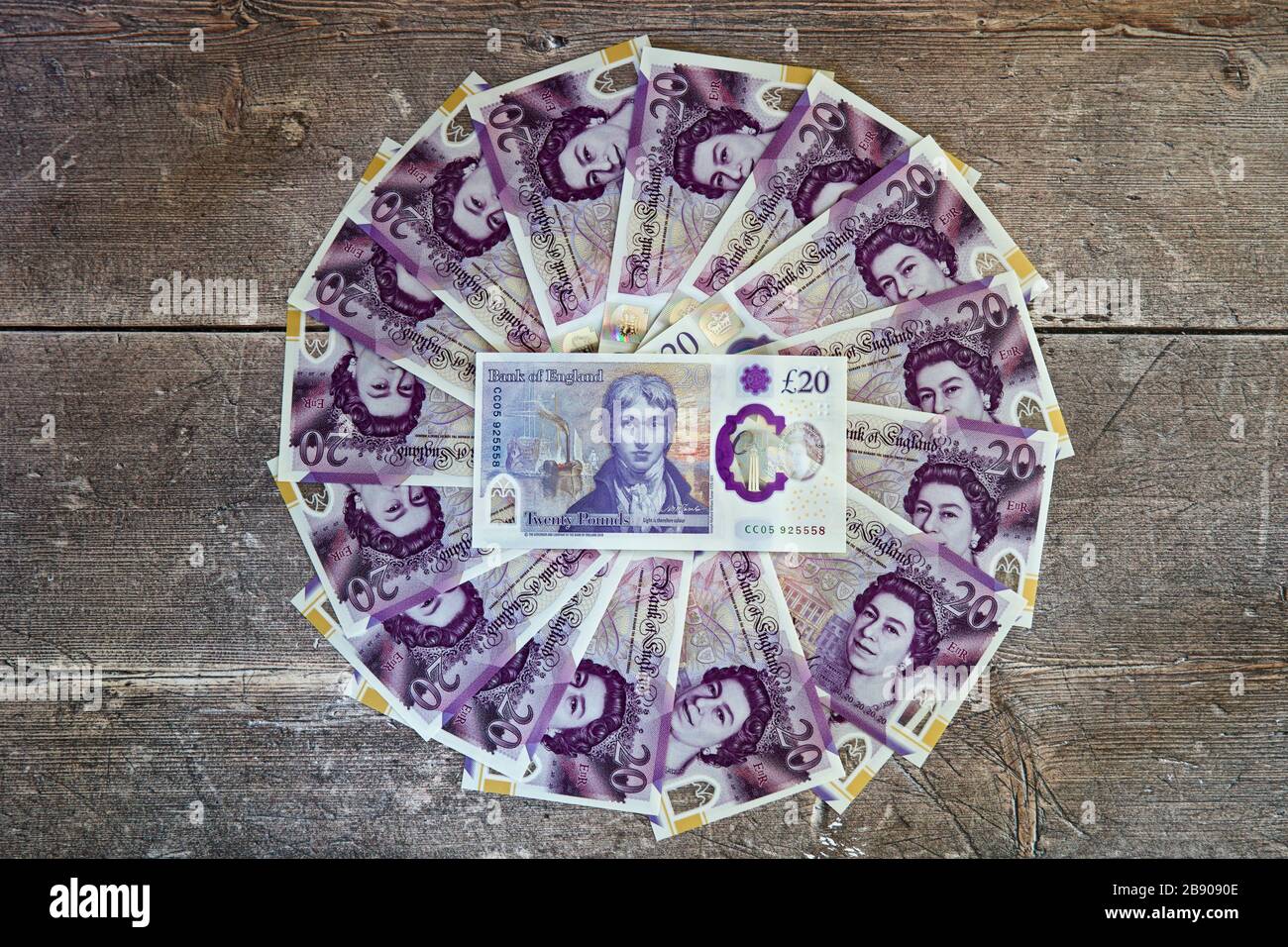 Le billet de 20 livres sterling en polymère de 2020 de la Banque d'Angleterre avec l'artiste JMW Turner Banque D'Images