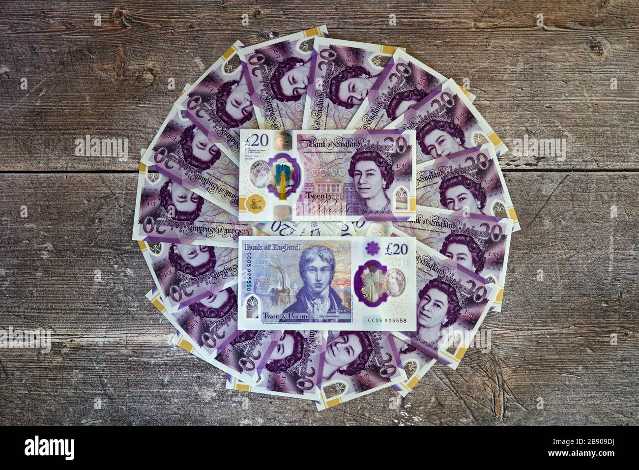 Le billet de 20 livres sterling en polymère de 2020 de la Banque d'Angleterre avec l'artiste JMW Turner Banque D'Images