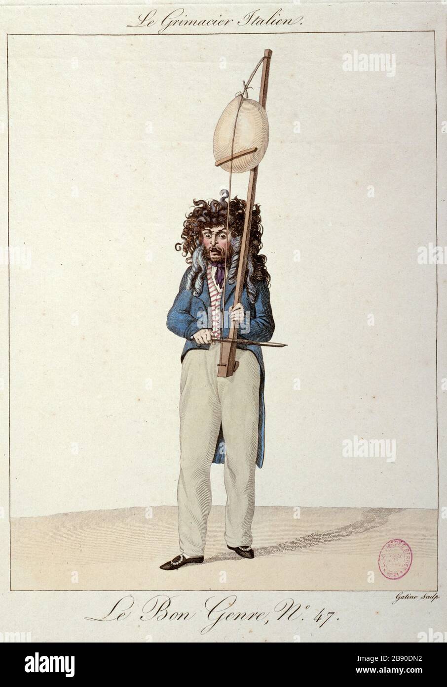 BON SEXE: LE grimatier ITALIEN Georges-Jacques Gatine (v.1773-1824). 'Le bon Genre numéro 47 : le grimacier italien, 1811'. Paris, musée Carnavalet. Banque D'Images