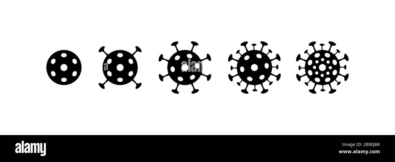 Coronavirus différentes icônes. Signes du virus Covid-19. Mutations du virus Illustration de Vecteur