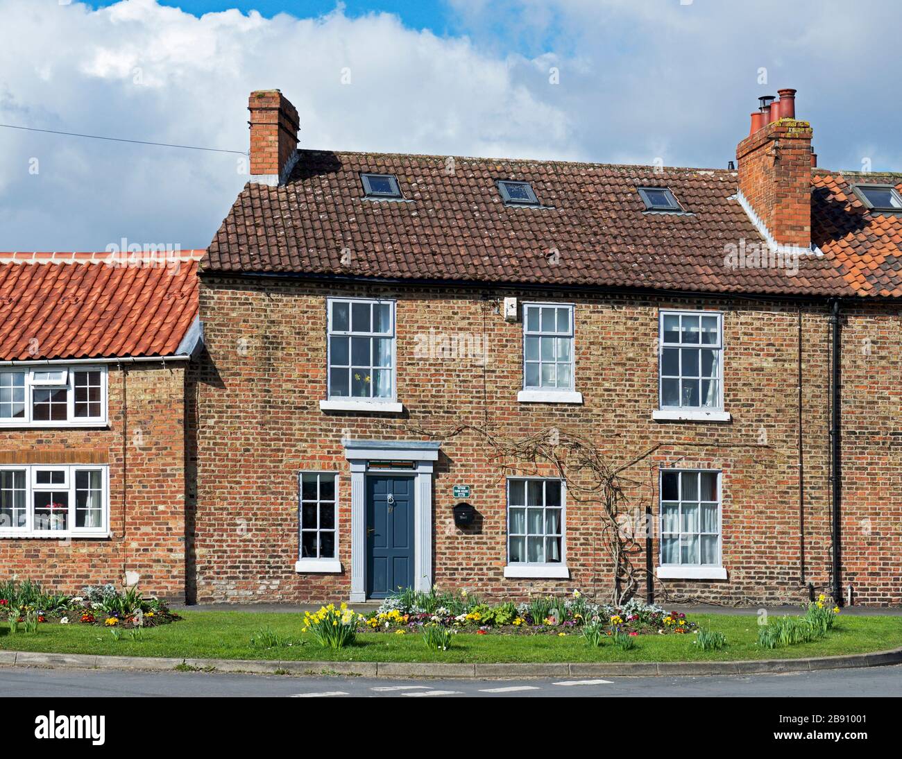 Maisons en briques traditionnelles, Holme on Spalding Moor, East Yorkshire, Angleterre Royaume-Uni Banque D'Images