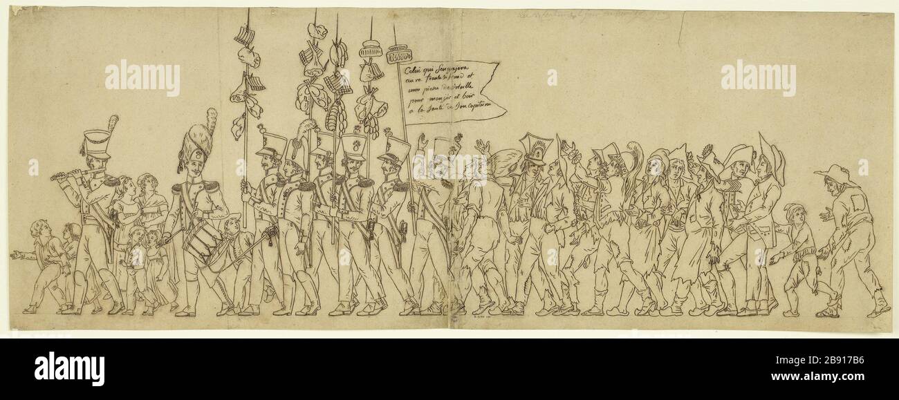 Journée des recruteurs Mardi gras Anonyme. Les auteurs le jour du Mardi-gras. Encre à la plume, 1750-1799. Musée Carnavalet, Histoire de Paris. Banque D'Images
