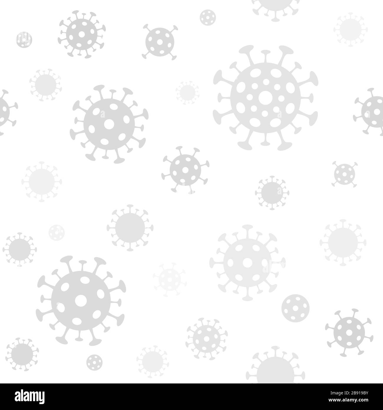 Coronavirus sans soudure patten. Fond gris clair vectoriel avec virus covid-19 Illustration de Vecteur