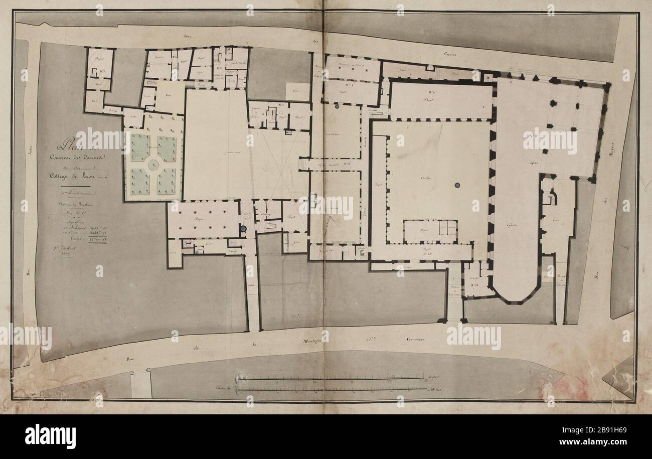 Carte Carmelite couvent et collège Laon Banque D'Images