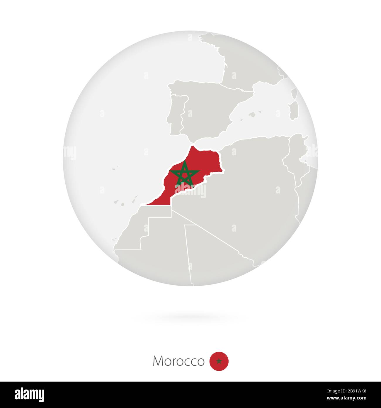 Carte du Maroc et du drapeau national dans un cercle. Maroc carte contour avec drapeau. Illustration vectorielle. Illustration de Vecteur