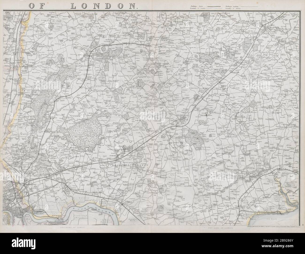 Ne LONDON Essex Epping Forest Chelmsford Thames Estuaire. WELLER 1868 ancienne carte Banque D'Images