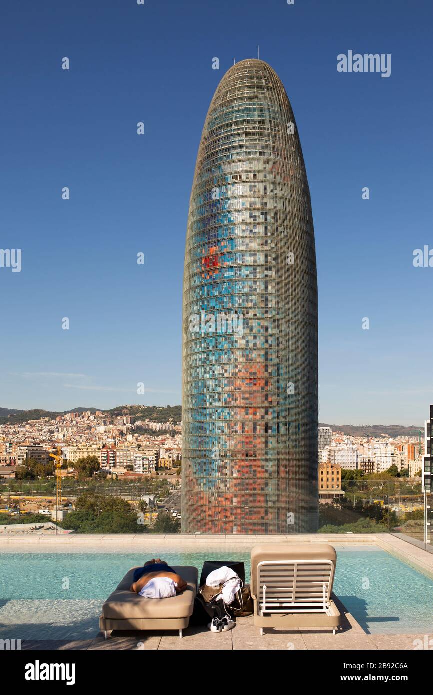 Tour Agbar, Barcelone, Catalogne. Espagne Banque D'Images