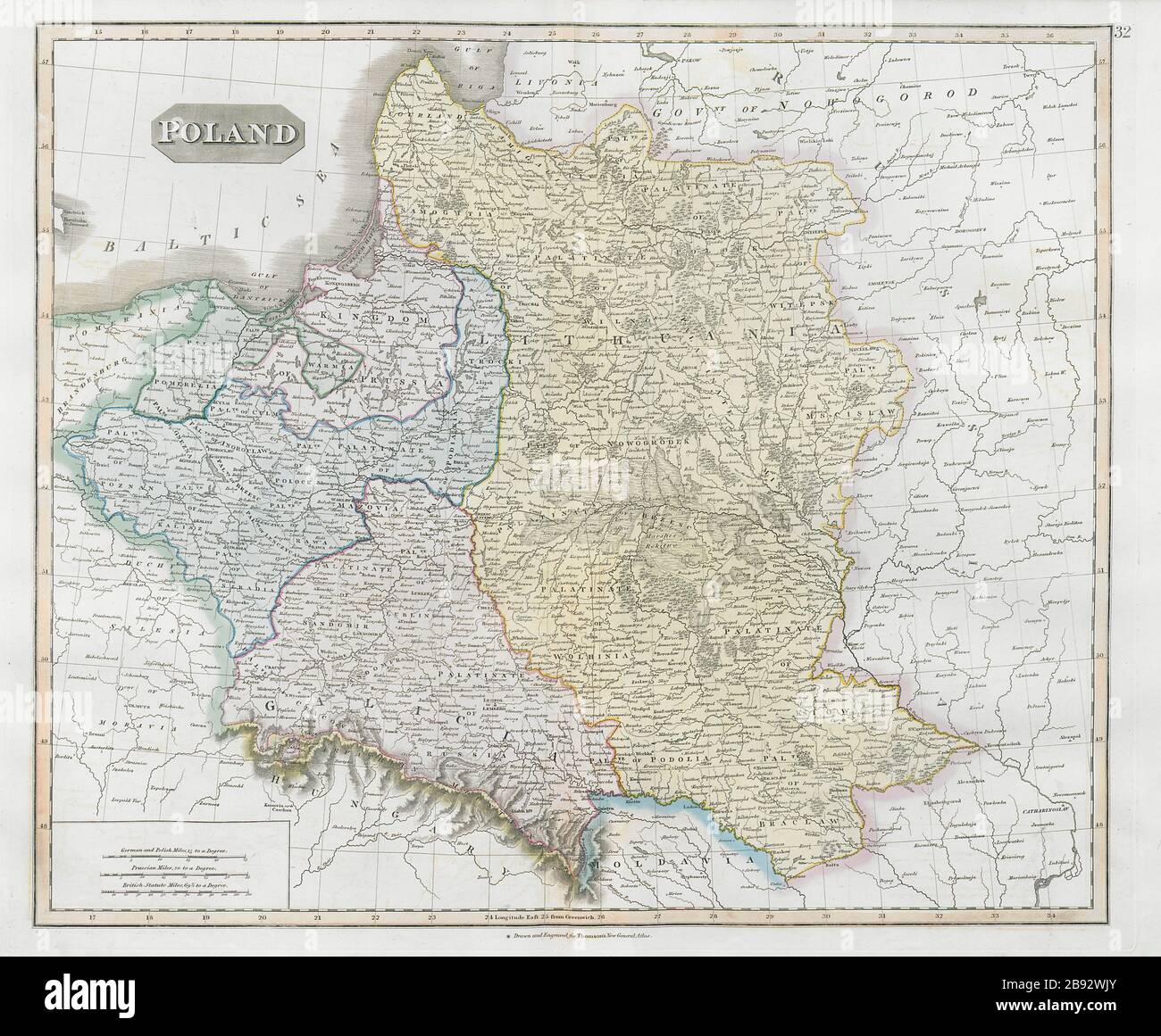 Pologne. Commonwealth polonais-lituanien. Russie Autriche Prusse. Carte DE THOMSON 1830 Banque D'Images