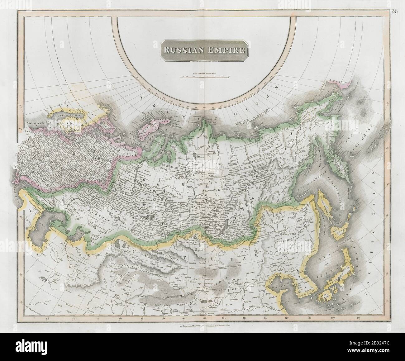 « Empire russe ». La Russie en Asie et en Europe. Sibérie. THOMSON 1830 ancienne carte Banque D'Images