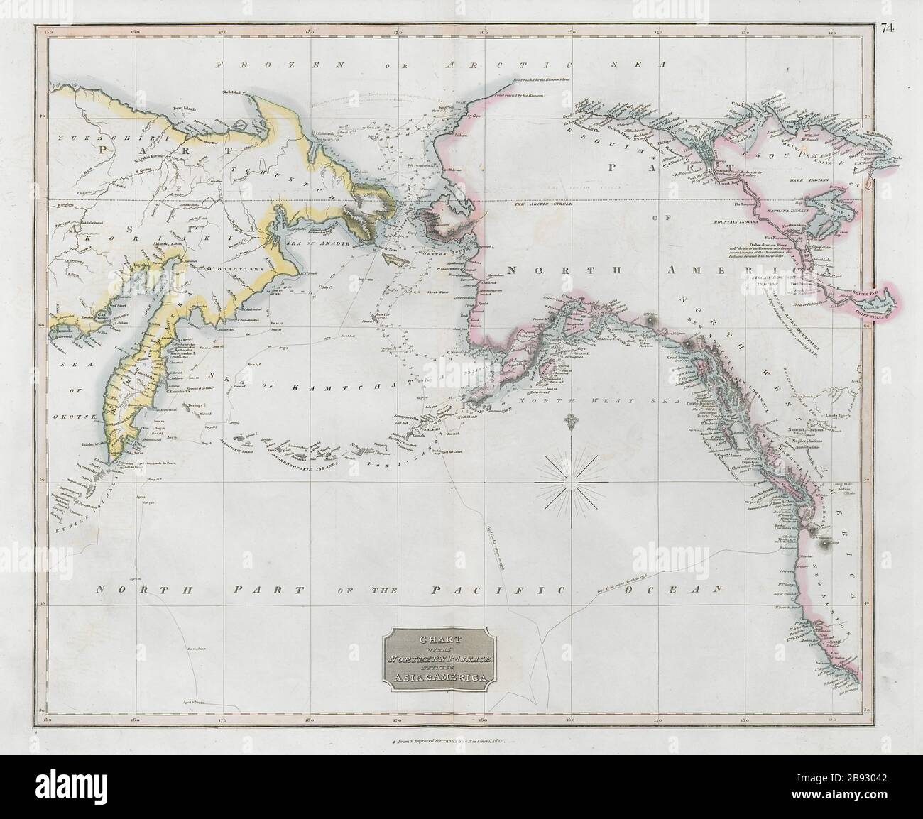 Carte du passage nord entre l'Asie et l'Amérique. Pacifique. Carte DE THOMSON 1830 Banque D'Images