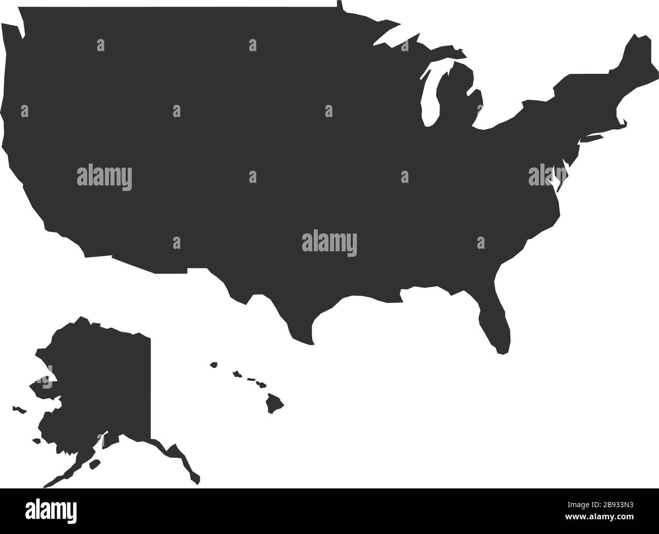 Carte simple des états-unis. Illustration vectorielle de stock isolée sur fond blanc. Illustration de Vecteur