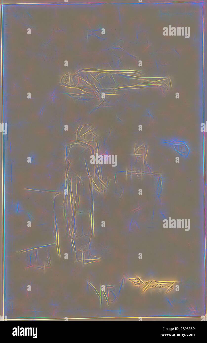 Fiche d'étude avec deux conducteurs, crayon, feuille: 32.6 x 20.9 cm, U. M. inscrit: NB [avec deux flèches], Carl Spitzweg, München 1808–1885 München, repensé par Gibon, conception de glanissement chaleureux et gai de luminosité et de rayons de lumière radiance. L'art classique réinventé avec une touche moderne. La photographie inspirée du futurisme, qui embrasse l'énergie dynamique de la technologie moderne, du mouvement, de la vitesse et révolutionne la culture. Banque D'Images