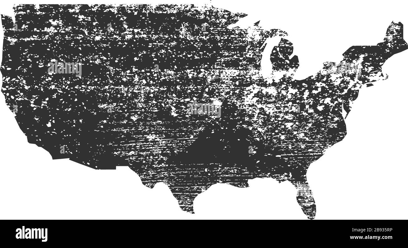 Carte des Etats-Unis Black grunge. Illustration vectorielle de stock isolée sur fond bleu. Illustration de Vecteur