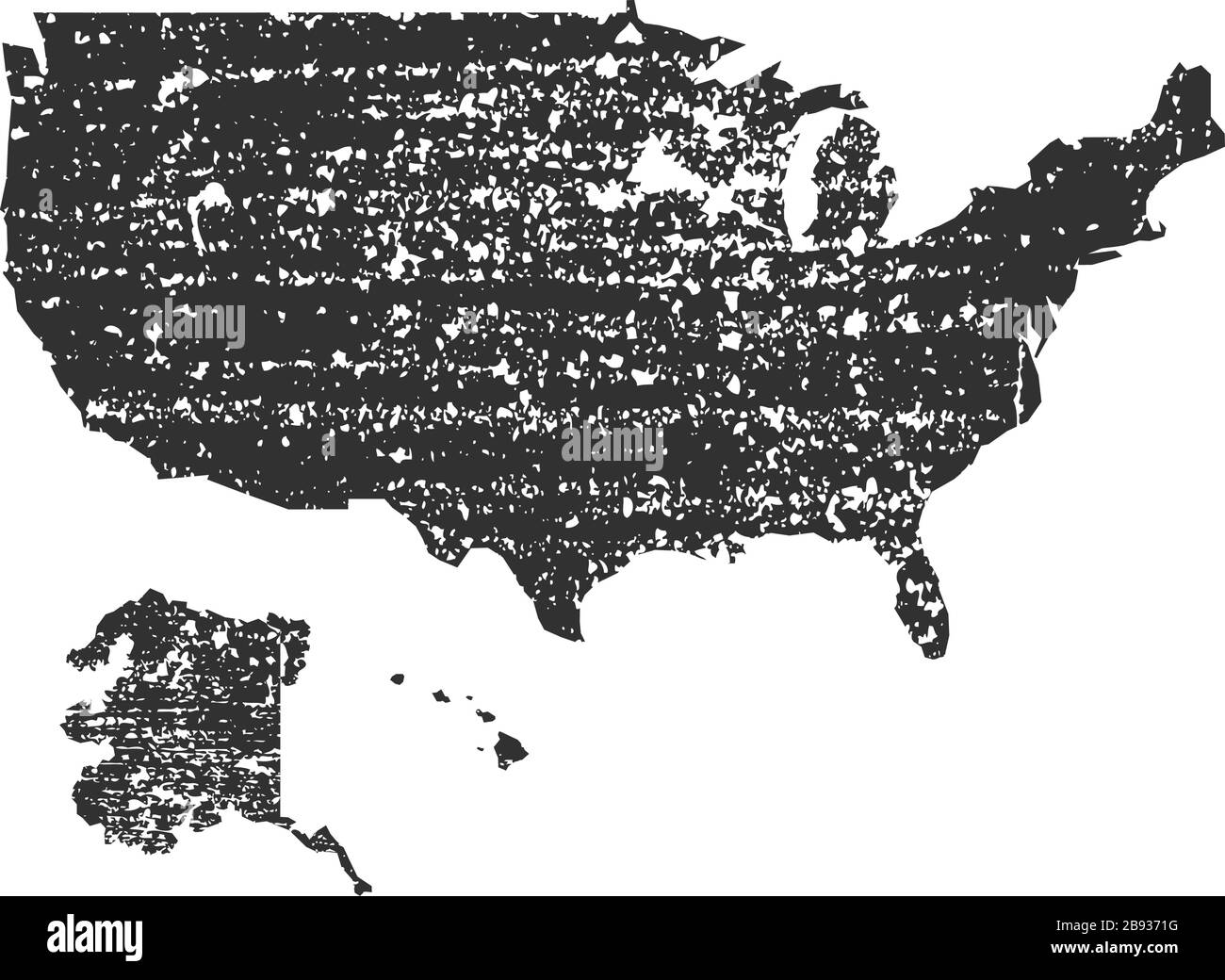 Carte des Etats-Unis Black grunge. Illustration vectorielle de stock isolée sur fond bleu. Illustration de Vecteur