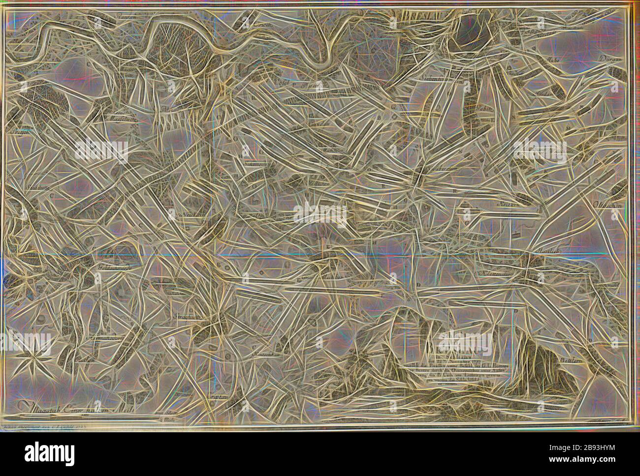 Bataille de Breslau en Silésie ..., Plan de la bataille de Wroclaw le 22 novembre 1757, signé: Réalisé avec précision par C. L. Oesfeld, gravé par J. H. Meil, 7e feuille, après p. 342, Oesfeld, Carl von Ludwig (angefertigt), Meil, Johann Heinrich (Lloyd.), Georg Friedrich von Tempelhoff, Henry: Geschichte des siebenjährigen Krieges in Deutschland zwischen dem Könige von Preussen und der Kaiserin Königin mit ihren Alliirten vom General Lloyd. ALS eine Fortsetzung der Geschichte des General Lloyd. BD 1. Berlin: Gedrukt und verlegt von Johann Friedrich Unger, 1783, réimaginé par Gibon, conception de Banque D'Images