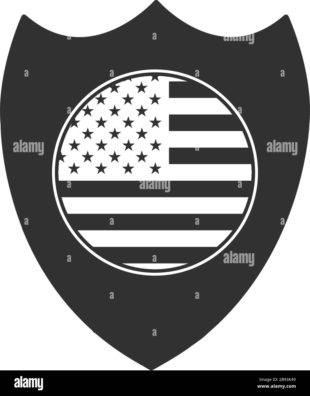 Drapeau américain dans le cercle de l'emblème du bouclier national. Illustration vectorielle de stock isolée sur fond blanc. Illustration de Vecteur