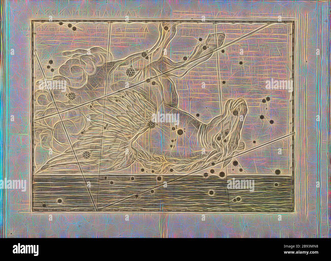 Pegasus, Constellation Pegasus, p. 66, Mair, Alexander (inc.), 1603, Ioannis Bayeri Uranometrie omnium asterismorum (...). Augustae Vindelicorum: Excudit Christopherus Mangus, 1603, réinventé par Gibon, design de gai gai chaleureux de luminosité et de rayons de lumière radiance. L'art classique réinventé avec une touche moderne. La photographie inspirée du futurisme, qui embrasse l'énergie dynamique de la technologie moderne, du mouvement, de la vitesse et révolutionne la culture. Banque D'Images