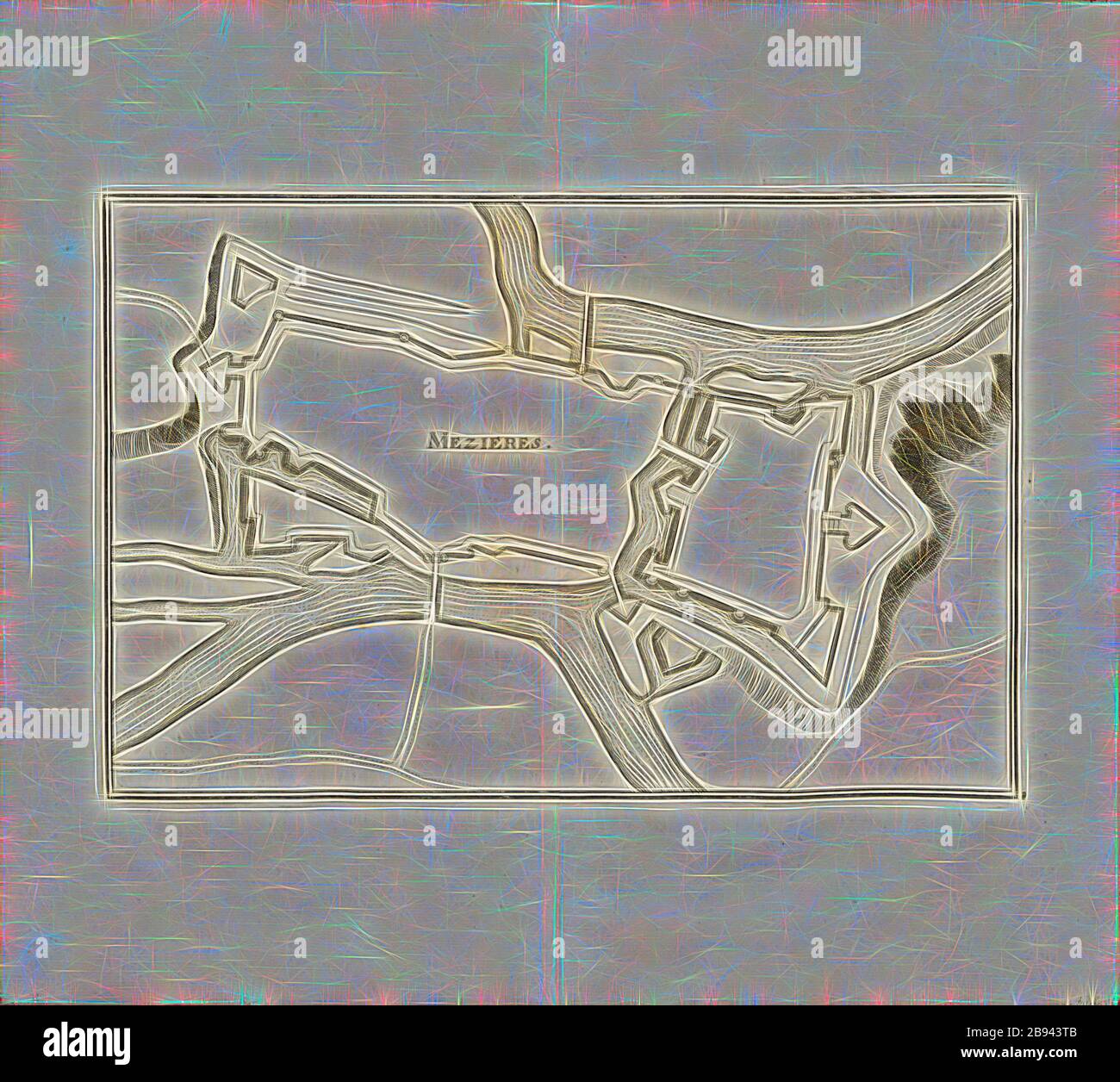 Mezieres, Plan de la forteresse de Mézières sur la Meuse, fig. 56, troisième partie, après p. 20, Martin Zeiller : Topographia Galliae, de l'Oder, Contrafaitung vornehmbsten und Beschreibung der und dem bekantisten Oerter dans mächtigen und grossen Königreich Franckreich beedes eygner : auss Erfahrung und den Besten und berühmbtesten Scribenten underschiedlichen Spraachen dans aussgangen seyn dont auch auss erlangten- und Bericht von etlichen Relationen Jahren hero dans zusammengetragen richtige Ordnung und gebracht auff begehren zum Druck. verfertiget Bd. 2. "Francfort : Im Verlag Caspar Merians, M DC LVI Banque D'Images