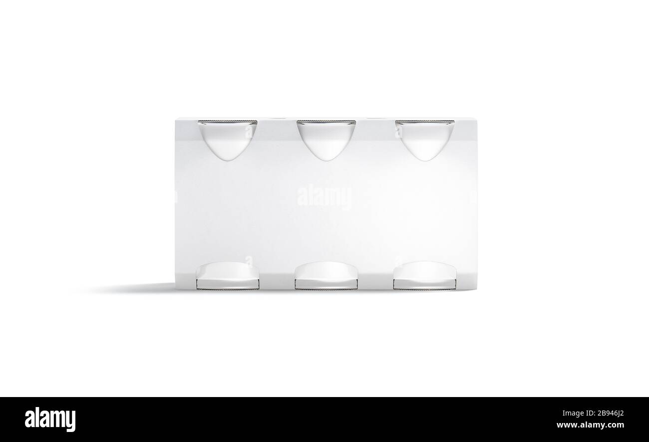 Maquette d'emballage en carton blanc vierge à six canette à bière, vue de face Banque D'Images