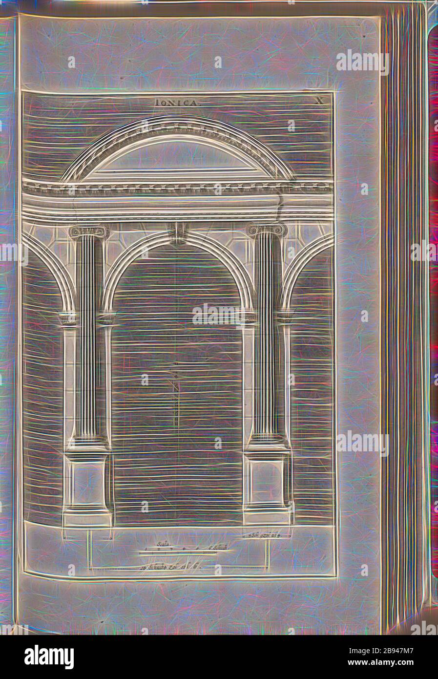 Ionique 1, Arc d'ordre ionique, fig. 25, X, après p. 30, Offizin Endter Nürnberg (imp.), 1775, Joachim von Sandrart:Teutsche Academie der Bau- Bildhauer- und Maler-Kunst : Handel mit und Regeln und Lehrsätze dieser Künste gegeben, nicht weniger zu mehrerer Erläuterung die besten und Künstler in Kupfer beygefüget worden, wie solche in ROM auf das genauabgezeichen und kuschen und küberen und der kussern. Nürnberg: Verlegt in der Johann Andreas Endterischen Handlung, 1768-1775, Banque D'Images