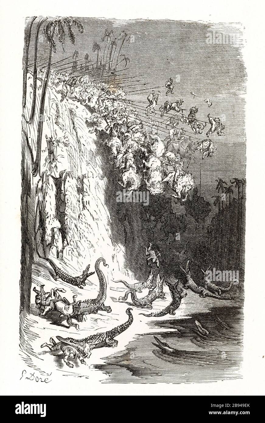 Suivi des exploits. Illustration pour Honoré de Balzac, The Tales comical, Paris : Bibliothèque de la Société générale, 1855 (rating: R8 ° Cc1405) Gustave Doré (1832-1883), dessinateur et Paul Riault (XIXème siècle), cimetière. 'Le site des exploits.' Illustration pour Honoré de Balzac, 'les Contes drolatiquess', Paris : Société générale de librairie, 1855'. Gravure sur bois. Paris, Maison de Balzac. Banque D'Images