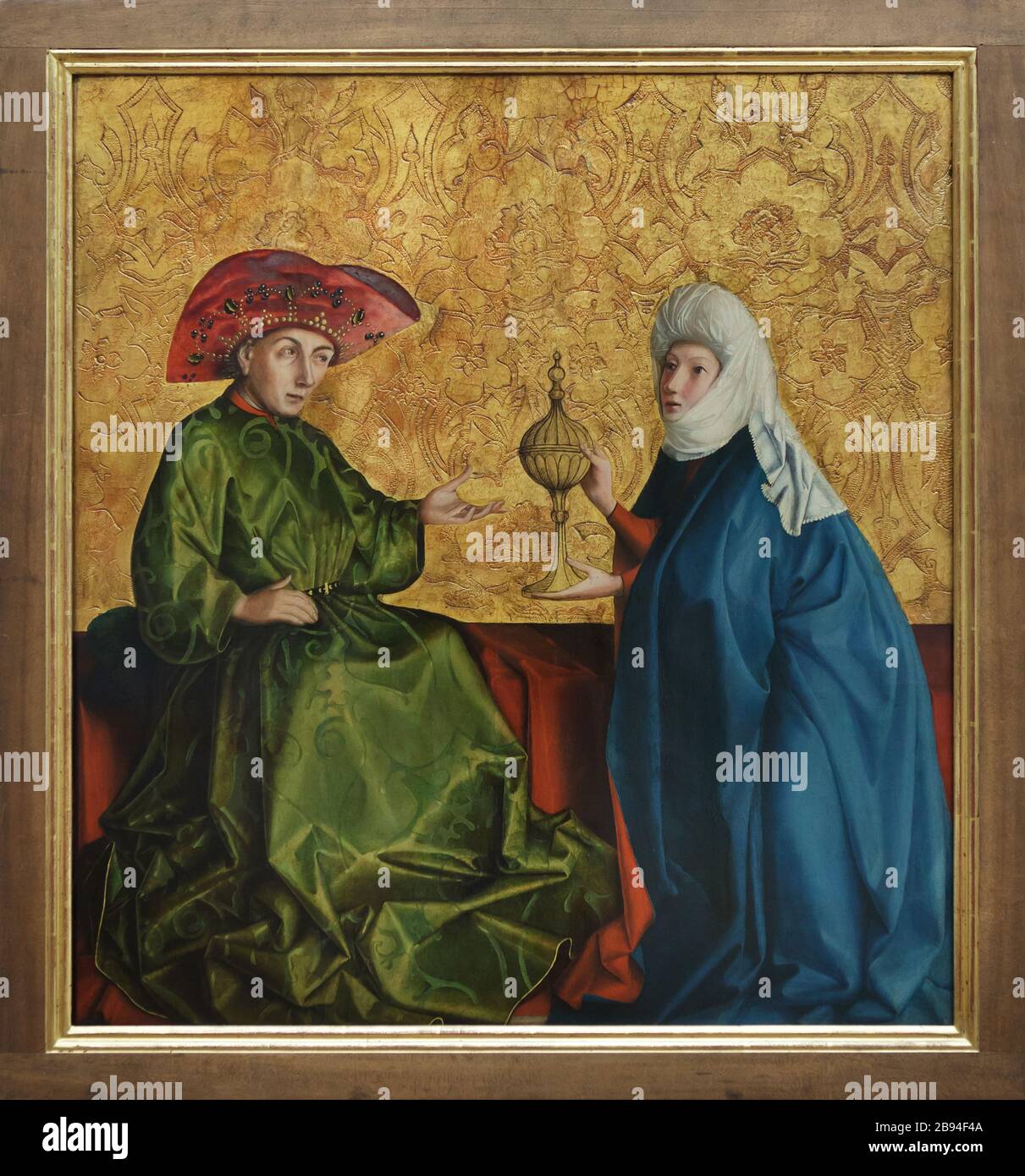 Peinture du roi Salomon et de la reine de Sheba par le peintre allemand de la Renaissance Konrad Witz (1435-1437) exposée dans la Berliner Gemäldegalerie (Berlin Picture Gallery) à Berlin, Allemagne. Banque D'Images