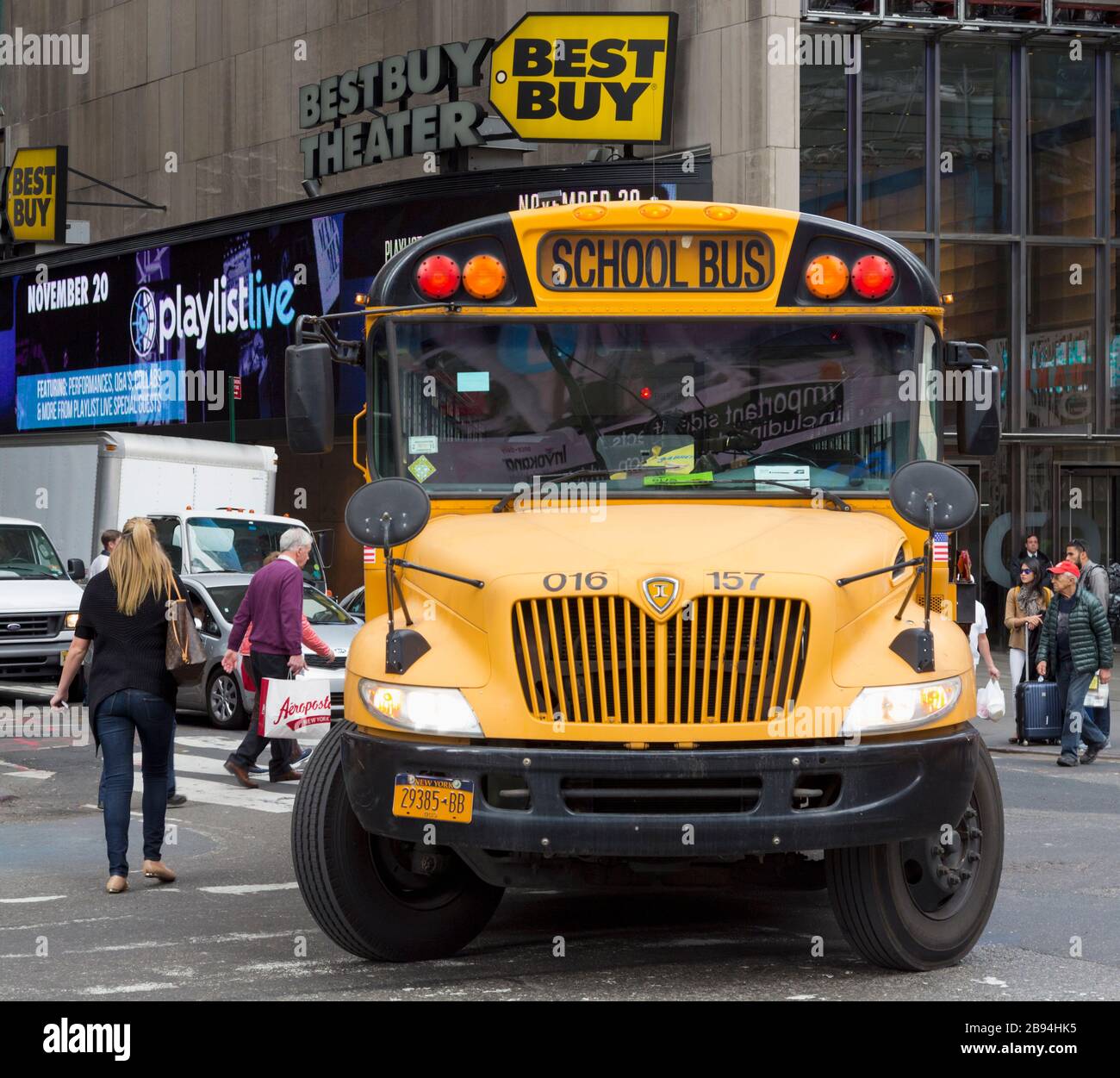 Autobus scolaire, New York City, État de New York, États-Unis. Banque D'Images
