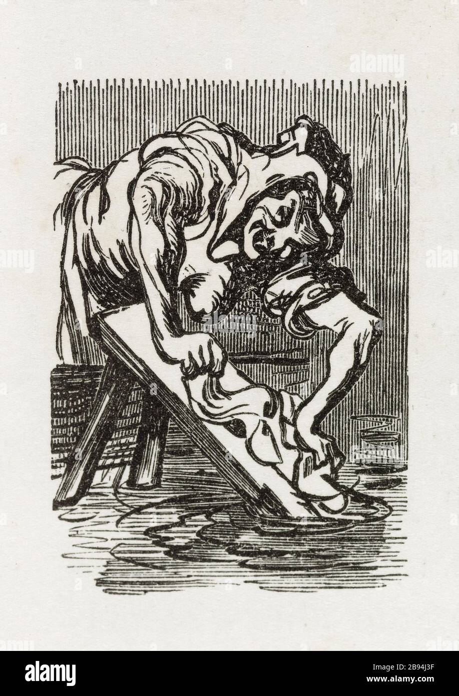 Dég. Rondelle ancienne restante. Illustration pour Honoré de Balzac, The Tales comical, Paris : Bibliothèque de la Société générale, 1855 (rating: R8 ° Cc1405) Gustave Doré (1832-1883), dessinateur et Paul Riault (XIXème siècle), cimetière. 'Ung reun de vieille laveuse.' Illustration pour Honoré de Balzac, 'les Contes drolatiquess', Paris : Société générale de librairie, 1855'. Gravure sur bois. Paris, Maison de Balzac. Banque D'Images