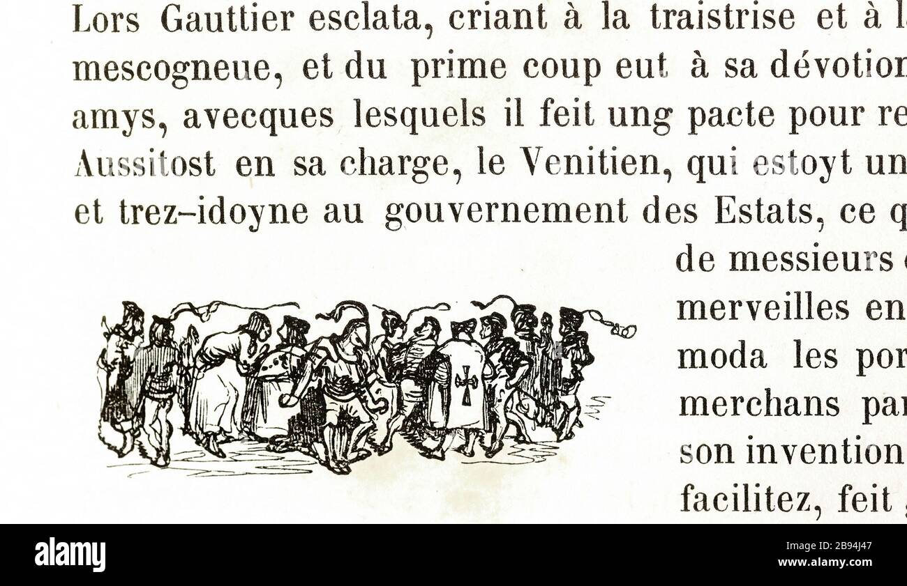 Conspirateurs. Illustration pour Honoré de Balzac, The Tales comical, Paris: General Society Library, 1855 (note: R8 ° Cc1405) Gustave Doré (1832-1883), dessinateur et Jean Gauchard (1825-1872), graveur. « aspirateurs. » Illustration pour Honoré de Balzac, 'les Contes drolatiquess', Paris : Société générale de librairie, 1855'. Paris, Maison de Balzac. Banque D'Images