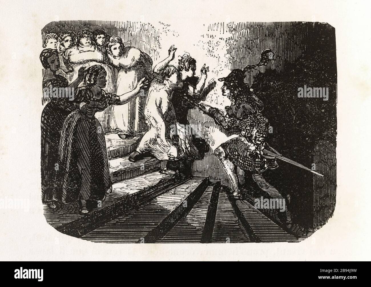 Le libertin. Illustration pour Honoré de Balzac, The Tales comical, Paris: General Society Library, 1855 (note: R8 ° Cc1405) Gustave Doré (1832-1883), dessinateur et François Pierdon (1821-1904), graveur. 'Le libertin.' Illustration pour Honoré de Balzac, 'les Contes drolatiquess', Paris : Société générale de librairie, 1855'. Paris, Maison de Balzac. Banque D'Images