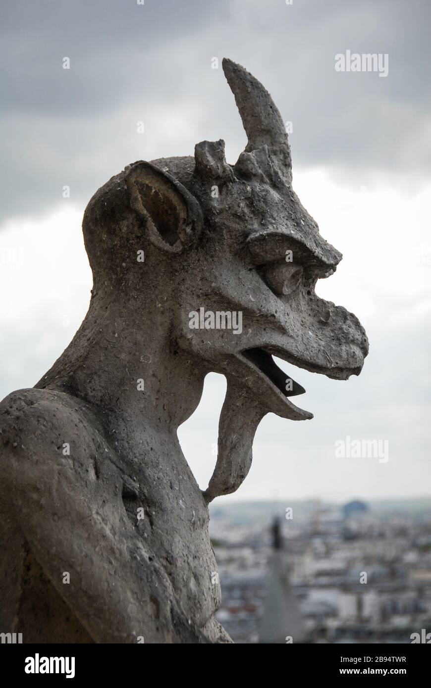 Gargoyle hurlant sur notre Dame, Paris, France Banque D'Images