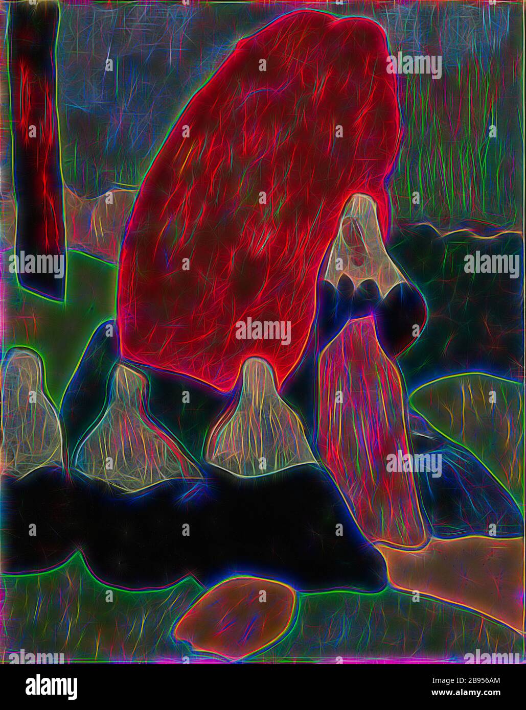 Breton Women with Seaweed, Emile Bernard (français, 1868-1941), vers 1892, huile sur toile, 31-7/8 x 25-13/16 in.(toile) 40-1/4 x 34 in. (Encadré), signé L.L.: Emile Bernard, peinture européenne et sculpture 1800-1945, réinventé par Gibon, design de gaie chaleureuse de luminosité et de rayons de lumière radiance. L'art classique réinventé avec une touche moderne. La photographie inspirée du futurisme, qui embrasse l'énergie dynamique de la technologie moderne, du mouvement, de la vitesse et révolutionne la culture. Banque D'Images