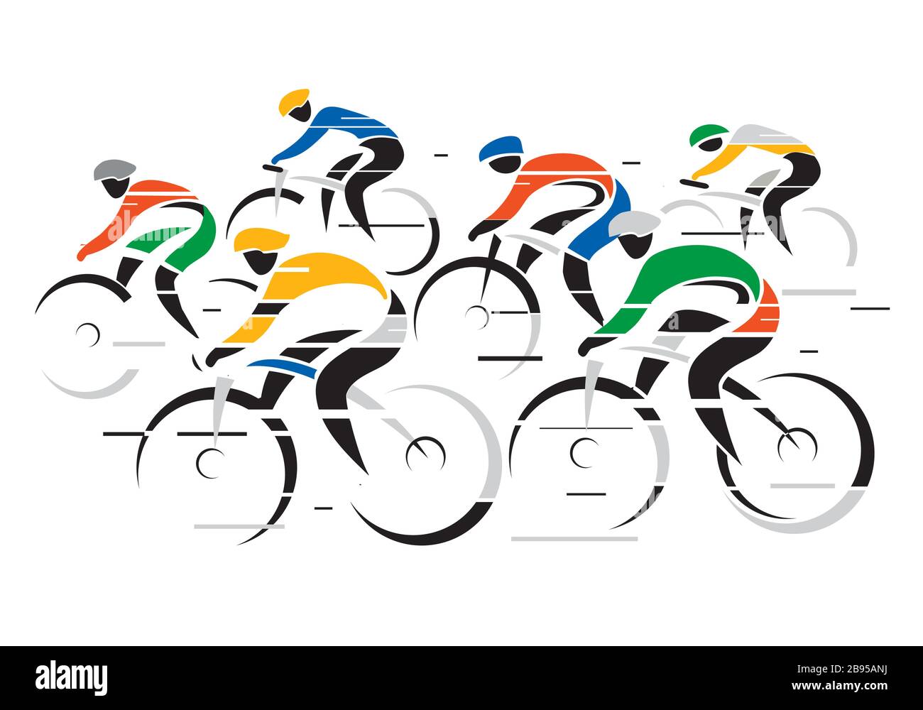 Course à vélo. Dessin coloré stylisé de cyclistes de route à pleine  vitesse.isolé sur fond blanc. Vecteur disponible Image Vectorielle Stock -  Alamy