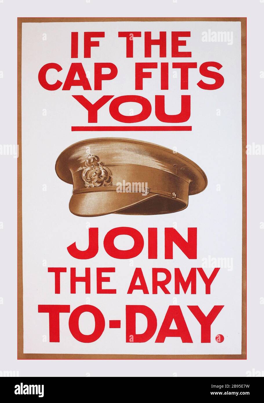 Vintage 1914 UK première Guerre mondiale affiche de recrutement de propagande britannique « si le Cap vous convient, rejoignez l'Armée de terre au jour », affiche originale du Comité de recrutement parlementaire imprimée par UN Blanc Banque D'Images
