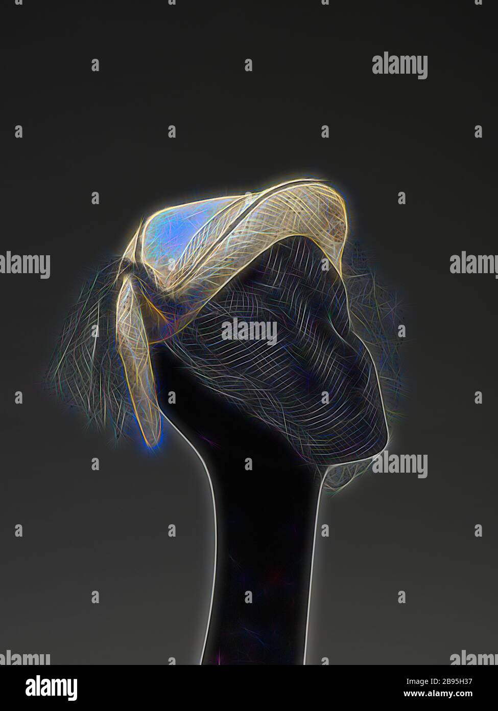 chapeau, début des années 1940, soie, coton, paille, adhésif, 7 x 10 x 9 in., étiquette : OPE 13-21, Rose, 8. Rue de la paix. Paris, textile et Fashion Arts, repensé par Gibon, design de gai gai chaleureux de luminosité et de rayons de lumière radiance. L'art classique réinventé avec une touche moderne. La photographie inspirée du futurisme, qui embrasse l'énergie dynamique de la technologie moderne, du mouvement, de la vitesse et révolutionne la culture. Banque D'Images