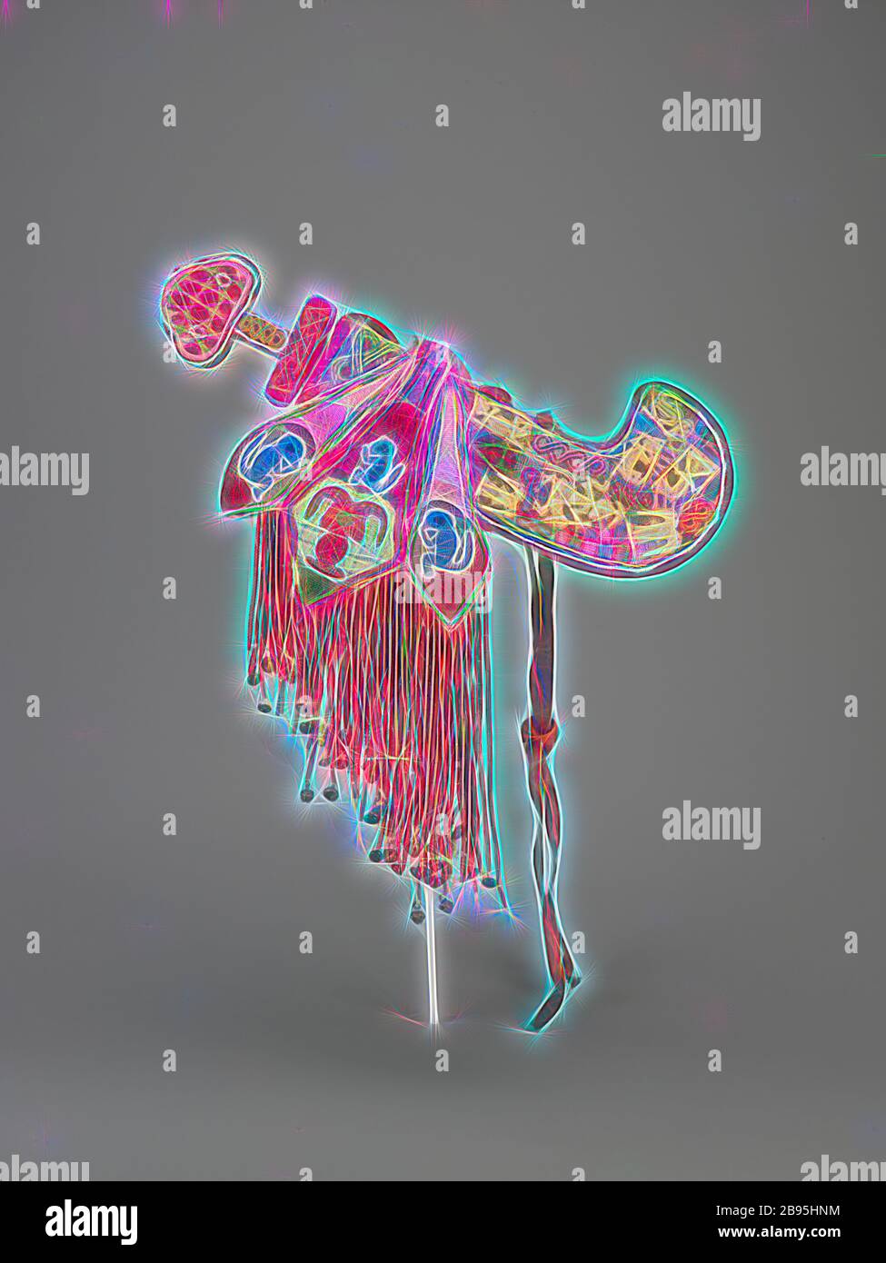 Épée et gaine cérémonielles, peuple Oowo, fin du XIXe siècle - début du XXe siècle, perles de verre, tissu, ivoire, fer, environ. L:18 po. (Épée dans la gaine), environ L:26 in. (Avec des éléments suspendus), l'art africain, repensé par Gibon, le design de glanissement chaleureux et gai de la luminosité et des rayons de lumière radiance. L'art classique réinventé avec une touche moderne. La photographie inspirée du futurisme, qui embrasse l'énergie dynamique de la technologie moderne, du mouvement, de la vitesse et révolutionne la culture. Banque D'Images