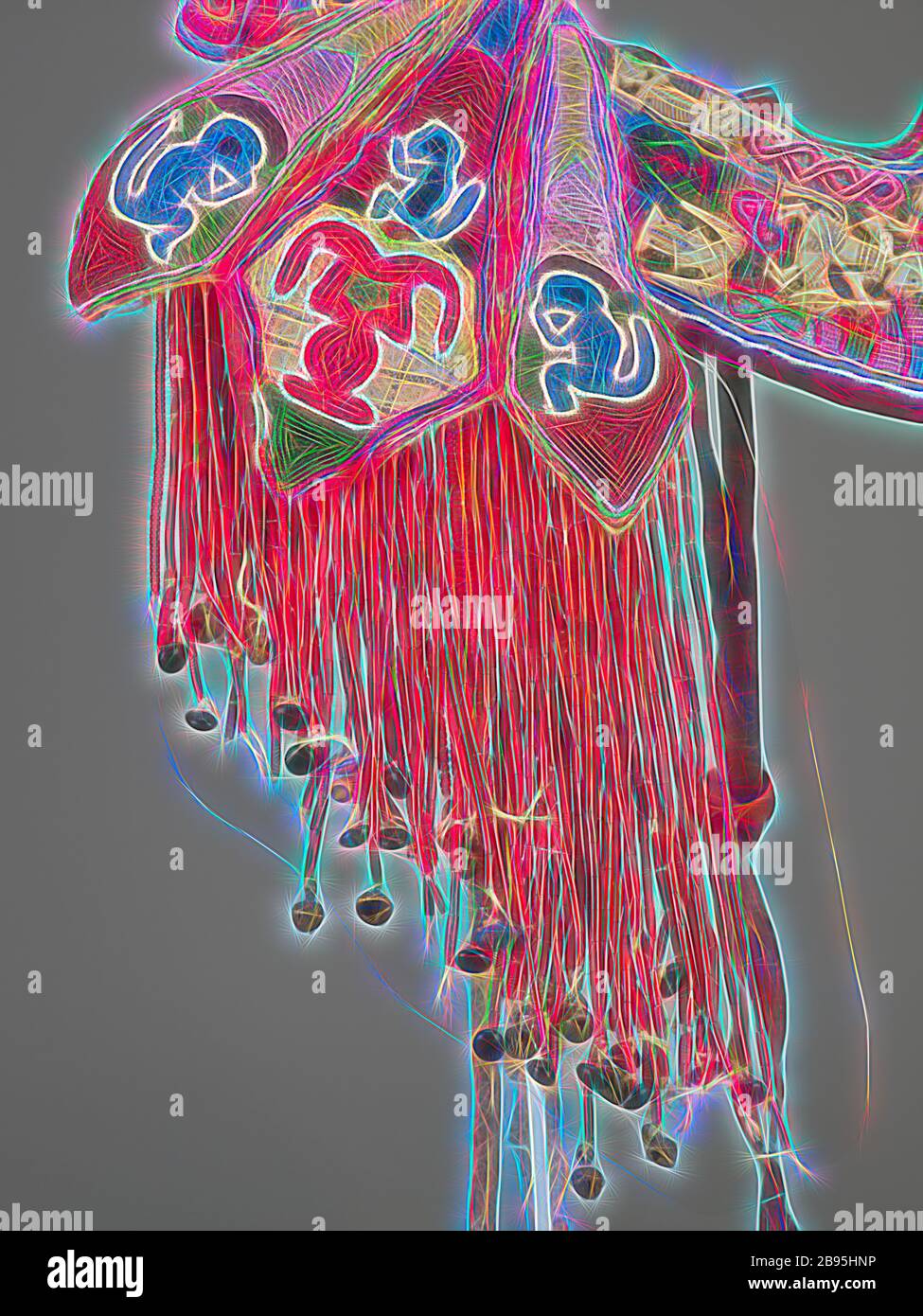 Épée et gaine cérémonielles, peuple Oowo, fin du XIXe siècle - début du XXe siècle, perles de verre, tissu, ivoire, fer, environ. L:18 po. (Épée dans la gaine), environ L:26 in. (Avec des éléments suspendus), l'art africain, repensé par Gibon, le design de glanissement chaleureux et gai de la luminosité et des rayons de lumière radiance. L'art classique réinventé avec une touche moderne. La photographie inspirée du futurisme, qui embrasse l'énergie dynamique de la technologie moderne, du mouvement, de la vitesse et révolutionne la culture. Banque D'Images