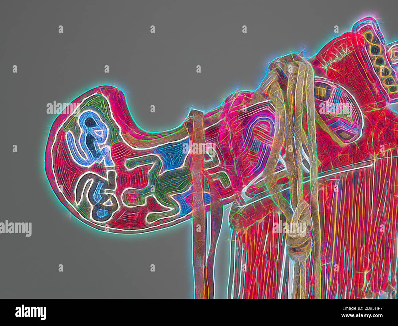 Épée et gaine cérémonielles, peuple Oowo, fin du XIXe siècle - début du XXe siècle, perles de verre, tissu, ivoire, fer, environ. L:18 po. (Épée dans la gaine), environ L:26 in. (Avec des éléments suspendus), l'art africain, repensé par Gibon, le design de glanissement chaleureux et gai de la luminosité et des rayons de lumière radiance. L'art classique réinventé avec une touche moderne. La photographie inspirée du futurisme, qui embrasse l'énergie dynamique de la technologie moderne, du mouvement, de la vitesse et révolutionne la culture. Banque D'Images