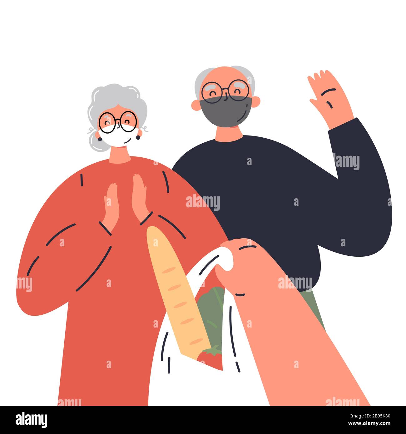 Concept de personnes âgées sur la quarantaine du coronavirus Illustration de Vecteur