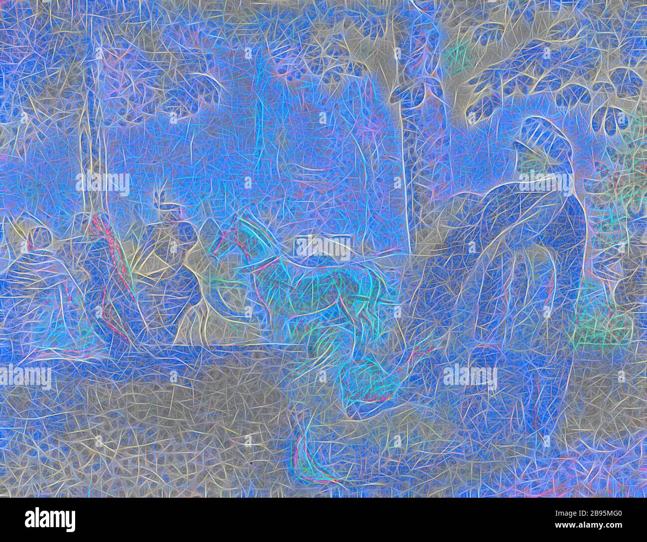 Aux champs-Élysées (sur les champs-Élysées), Henri Edmond Cross (français, 1856-1910), Auguste Clot, Printer (français, 1858-1936), 1898, lithographie couleur, 8 x 10-1/4 in. (image), 10-3/8 x 13 in. (Feuille), inscrit au crayon, sous l'image, L.L.: Henri Edmond Cross, série, Pan, réinventé par Gibon, conception de la gaie chaleureuse de luminosité et de rayons de lumière radiance. L'art classique réinventé avec une touche moderne. La photographie inspirée du futurisme, qui embrasse l'énergie dynamique de la technologie moderne, du mouvement, de la vitesse et révolutionne la culture. Banque D'Images