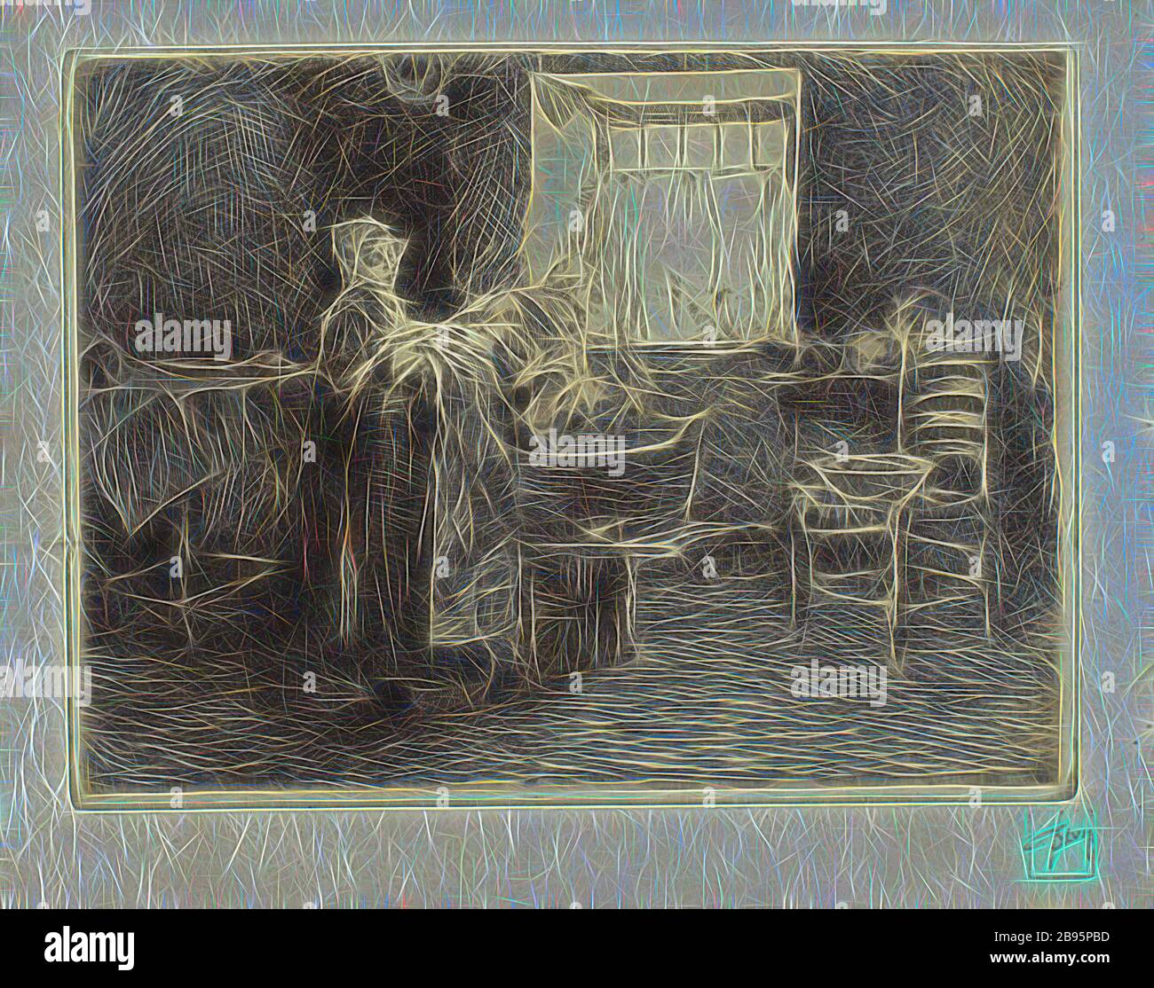 Lundi matin, Hollande, Robert Frederick Blum (américain, 1857-1903), 1980-1990, encre sur papier, 6 x 8 po. (image) 10-1/4 x 15-3/8 in. (Feuille), estampillée en rouge sous l'image L.R.: Blum, réinventée par Gibon, conception de gai gai chaud de luminosité et de rayons de lumière radiance. L'art classique réinventé avec une touche moderne. La photographie inspirée du futurisme, qui embrasse l'énergie dynamique de la technologie moderne, du mouvement, de la vitesse et révolutionne la culture. Banque D'Images