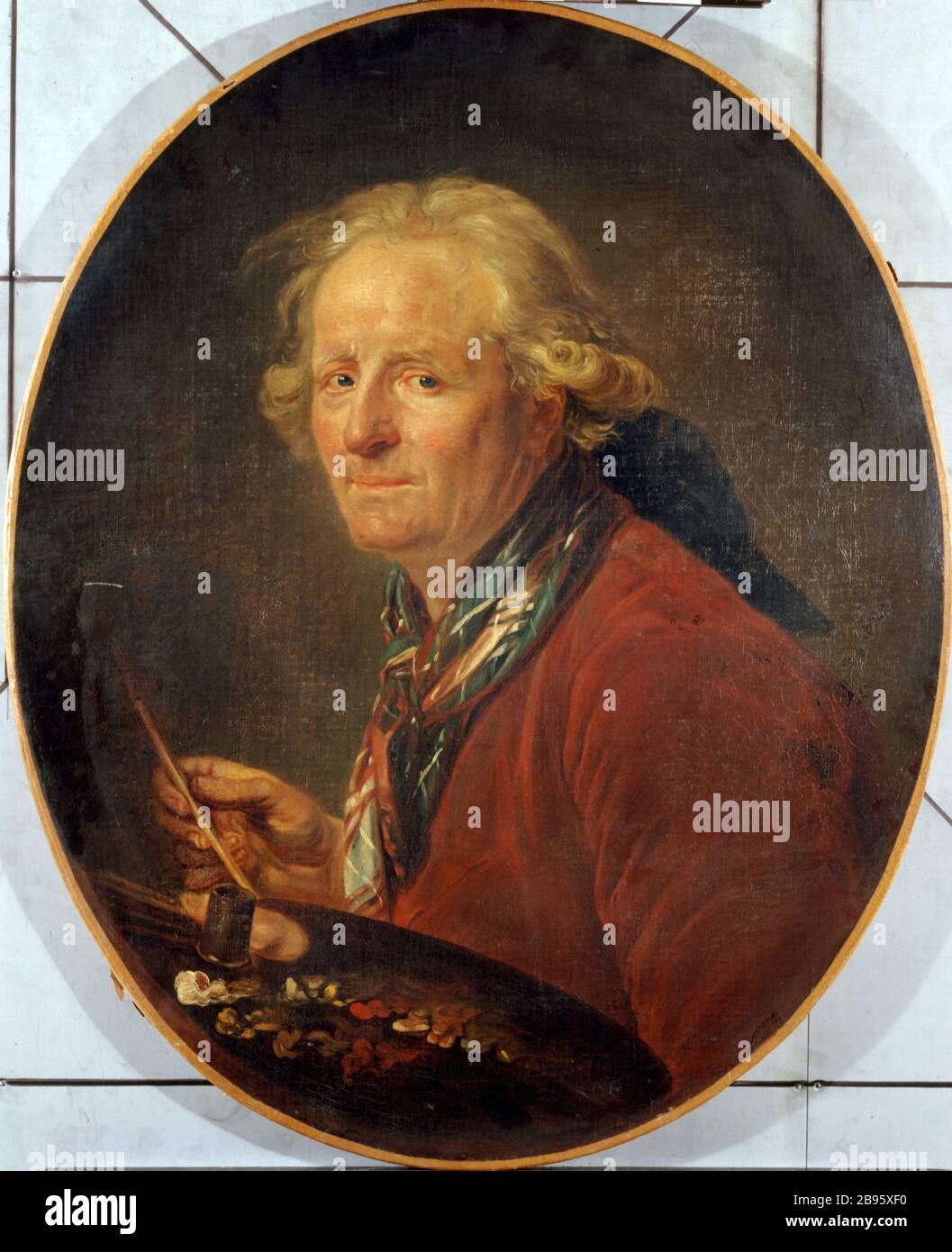 AUTOPORTRAIT d'après Nicolas Bernard Lepicie (1735-1784). « Autoportrait ». Huile sur toile, XVIIIème siècle. Paris, musée Carnavalet. Banque D'Images