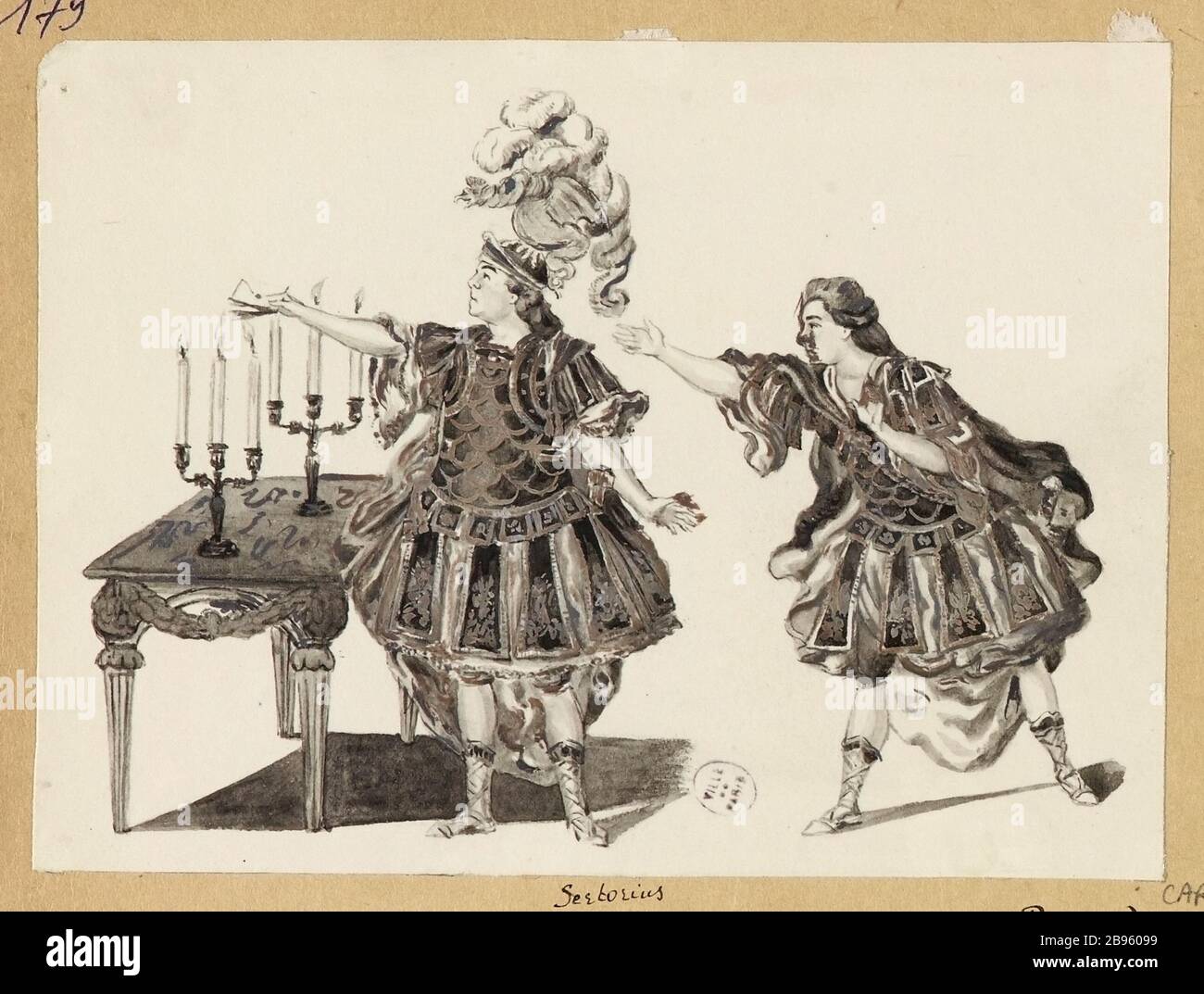 Scène entre Pompey (Kain) et Perpenna (Dauberval). Banque D'Images